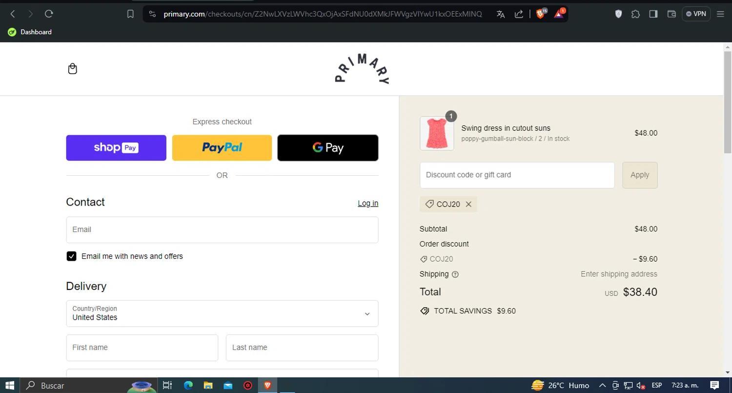 How to apply Primary coupon code
